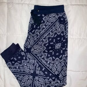 Navy Paisley Womens/Teen Jogger Pants